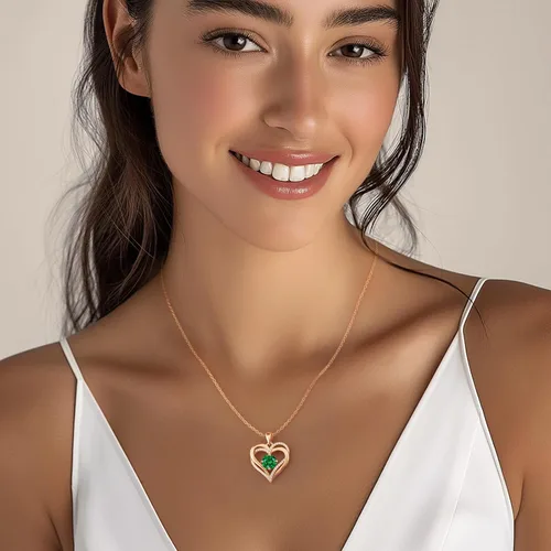 Miniatura 192 de LOUISA SECRET Love Heart Birthstone Necklaces for Women, Birthday Gift for Women, Anniversary Jewelry for Wife Her, 925 Sterling Silver Pendant