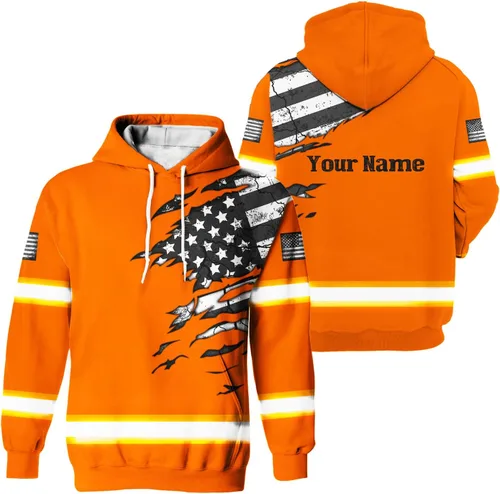 Miniatura 33 de Camisa de alta visibilidad con bandera de Estados Unidos de color para hombres y mujeres, con nombre personalizado, camisa de seguridad reflectante