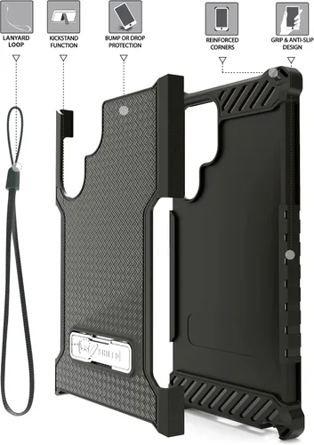 Miniatura 2 de Tri-Shield - Funda para teléfono con función atril compatible con Samsung Galaxy S22 Ultra grado militar, resistente a prueba de caídas, alto