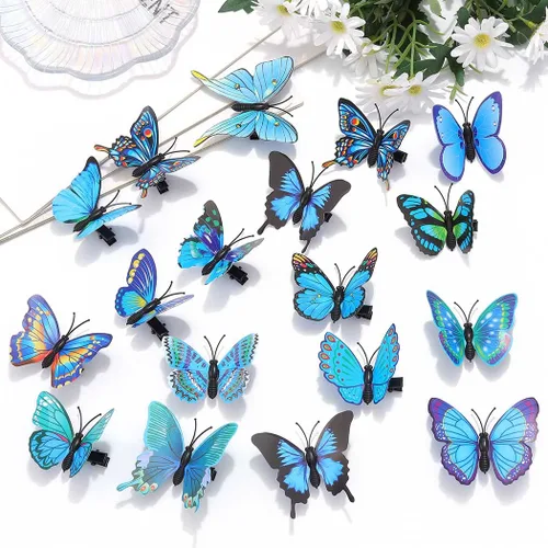 Miniatura 2 de BARTOSI Pinzas para el cabello de mariposa azul, horquillas para el cabello, lindas mariposas, accesorios para el cabello para mujeres y niñas