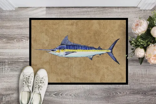Miniatura 2 de Caroline's Treasures 8818JMAT - Tapete azul Marlin de 24 x 36 pulgadas, tapete para puerta delantera, para interiores y exteriores, para entrada