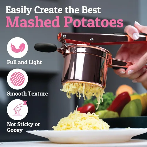 Miniatura 6 de PriorityChef - Prensa de papas grande de 15 onzas, de acero inoxidable resistente, herramienta de cocina, prensa y triturado para un puré de papas