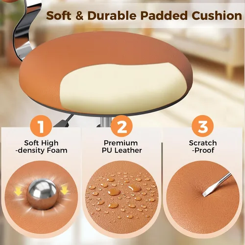 Miniatura 8 de Silla de dibujo con ruedas, silla de dibujo de oficina con soporte de espalda, taburete de escritorio de pie ajustable en altura con cojín de piel