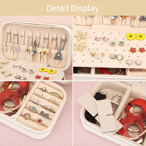 Miniatura 4 de DesignSter Joyero de viaje, estuche portátil de piel sintética, pequeñas cajas de joyería para regalos, organizador de joyas de viaje para mujeres