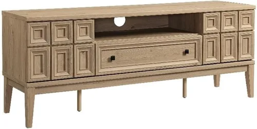 Miniatura 10 de Modway Samos - Soporte retro para TV de 59 pulgadas con patrón geométrico en negro, mueble consola de TV vintage con almacenamiento y organización