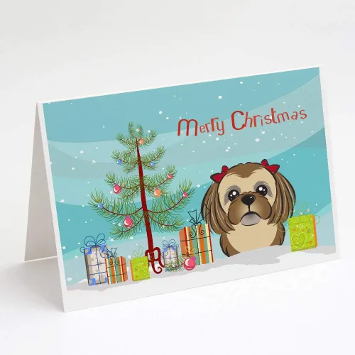 Miniatura 51 de Caroline's Treasures BB1616GCA7P - Tarjetas de felicitación y sobres de árbol de Navidad y sabueso afgano, paquete de 8 tarjetas en blanco