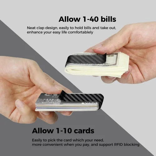 Miniatura 5 de MONOCARBON Clip de dinero de fibra de carbono para dinero en efectivo y tarjetas de crédito clip de dinero minimalista para hombres clips de dinero