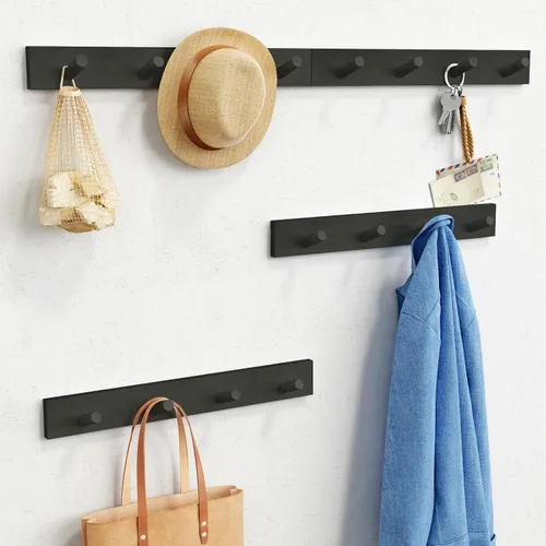 Forbena Perchero Negro de Montaje en Pared Paquete de 4, Ganchos Rústicos de Granja para Pared, Perchero Vertical Colgante para Sombreros para