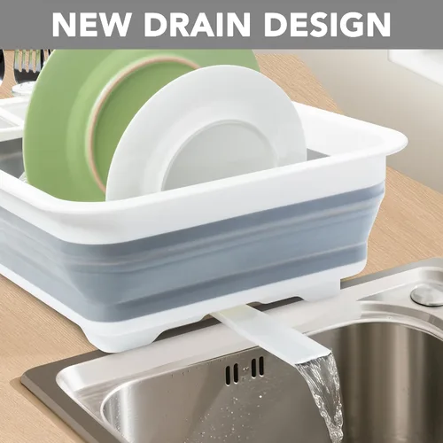 Miniatura 3 de Tiawudi Escurridor de platos plegable, escurridor de vajilla desplegable, organizador de platos portátil para cocina, caravanas, remolques de viaje