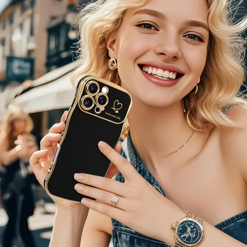 Miniatura 5 de IAIYOXI Funda para iPhone 11 para mujeres y niñas, bonito diseño ondulado con forma rizada, patrón de corazón, protección de cámara elevada, chapado