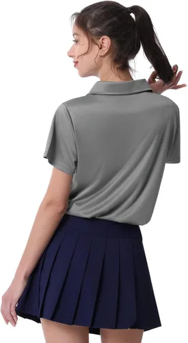 Miniatura 4 de Camiseta polo para mujer, camiseta de golf Dry Fit que absorbe la humedad, manga corta, deportiva, ropa deportiva, cuello con botones, entrenamiento