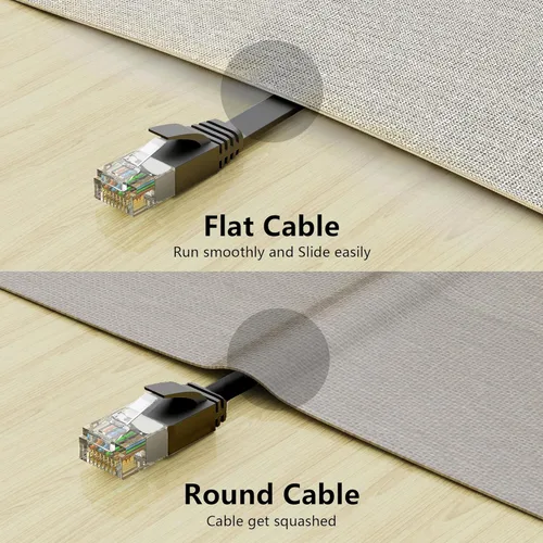 Miniatura 6 de Cable Ethernet Cat 6 de 1 pie (paquete de 6), para exteriores e interiores, compatible con red Cat7 de 10 Gbps, cable de conexión LAN plano