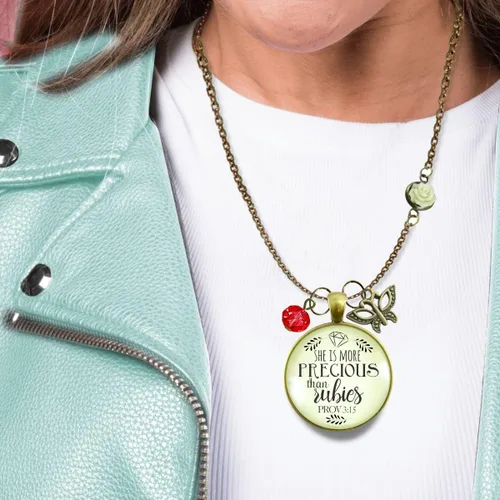 Miniatura 44 de Gutsy Goodness Collar inspirado en la mujer de la fe, colgante hecho a mano con mensaje de esperanza