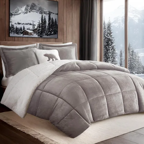 Miniatura 13 de Woolrich - Juego de edredón reversible ultrasuave de felpa a sherpa, alternativa al plumón, ropa de cama cálida de invierno para clima frío