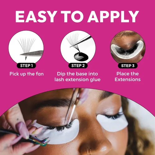Miniatura 5 de Eyesy Lash 500 abanicos Promade - Abanicos de pestañas prefabricadas con volumen para extensiones de pestañas, base puntiaguda, hechas a mano