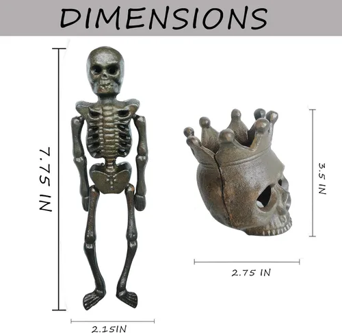 Miniatura 7 de BSTGIFTS Tronco de gas de calavera de hierro fundido para fogatas, chimenea, decoración de esqueleto de Halloween, regalos de fiestas de Halloween