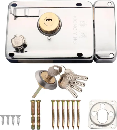 Juego de cerraduras de puerta de acero inoxidable con llave de 4.72 x 3.35 pulgadas, cerradura de puerta exterior con cerrojo de seguridad para