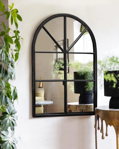 Miniatura 8 de OGCAU Espejo para montar en la pared, espejo de pared arqueado de 24 x 42 pulgadas, estilo rústico en forma de ventana arqueada con marco de hierro