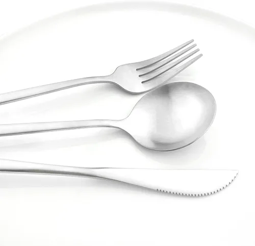 Miniatura 20 de Juego de 6 tenedores de postre de acero inoxidable de 3 dientes, juego de tenedores para frutas y tartas, 5.31 pulgadas, color plateado
