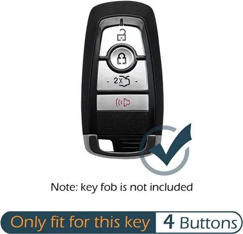 Miniatura 2 de 2 piezas de silicona 4 botones funda de llavero remoto sin llave de goma compatible con Ford Fusion Edge Expedition Explorer Mustang 2019 2018 2017