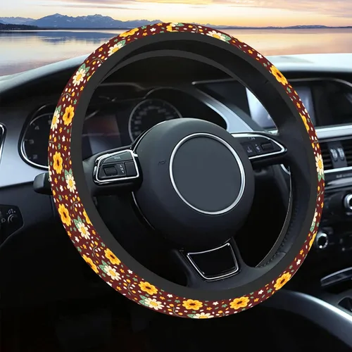 Miniatura 13 de Funda para volante de automóvil para mujeres y hombres, volante antideslizante y transpirable, protector de volante de flores silvestres, accesorios