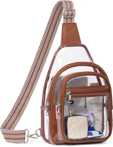 Miniatura 9 de Bolsa transparente de 3 bolsillos para eventos de estadio, mochila cruzada grande transparente, riñonera para conciertos para mujeres y hombres