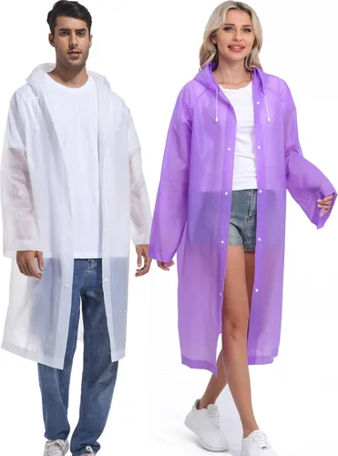 Miniatura 22 de 2 abrigos de lluvia de Borogo para adultos, chaquetas de lluvia reutilizables para hombres y mujeres