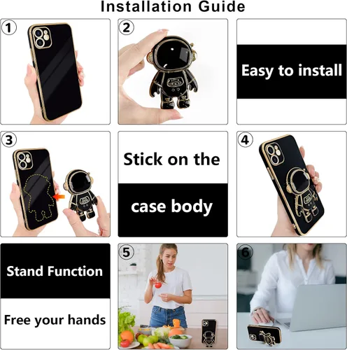 Miniatura 2 de Pepmune Funda compatible con iPhone 12 Bonita Diseño de Soporte de Astronauta en 3D Protección de Cámara A Prueba de Golpes Cubierta Trasera Suave