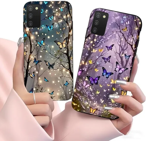 Miniatura 8 de Paquete de 2 fundas para Samsung Galaxy A03S a prueba de golpes, diseño delgado, antideslizante, funda para Galaxy A03S (negro)