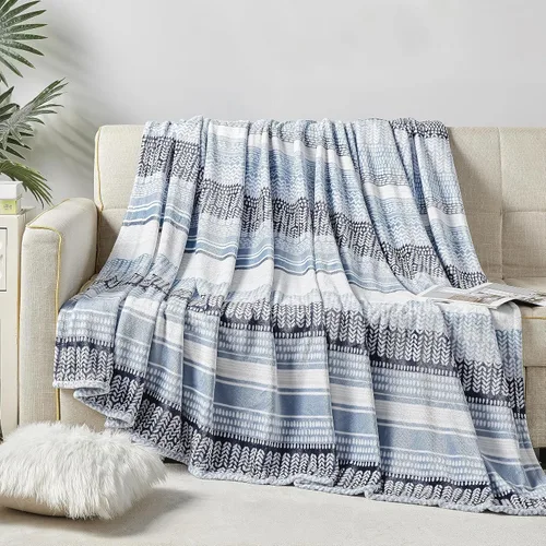 Miniatura 3 de Elegant Comfort Manta de Cama de Vellón de Franela con Estampado Ultra Suave, Colcha Cubrecama Ligera Acogedora y Suave, Manta Decorativa para Todas