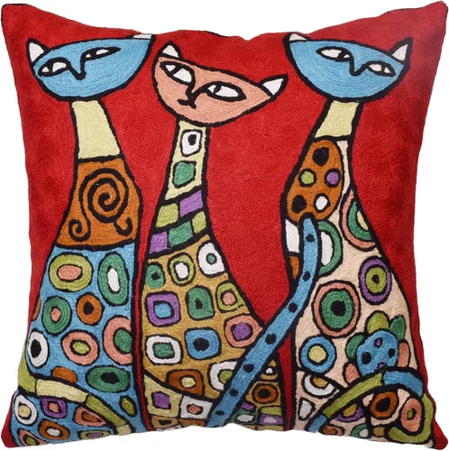 Miniatura 2 de Picasso - Funda de almohada de gato morado, almohada bordada a mano, cojín abstracto de gato, cara de gato en almohada, almohadas decorativas