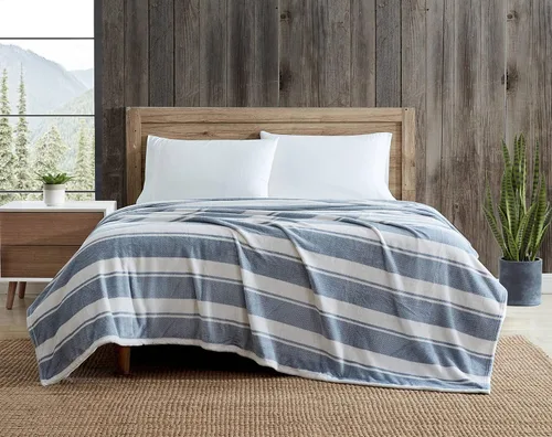 Miniatura 12 de Eddie Bauer - Manta de tamaño king, ropa de cama ultra suave de felpa, ribete con dobladillo para un acabado a medida, manta para sofá y cama (negro)