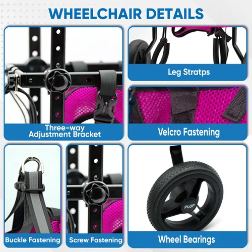 Miniatura 8 de Silla de ruedas para perros para patas traseras, carrito para silla de ruedas para perros, sillas de ruedas para perros y gatos con patas traseras