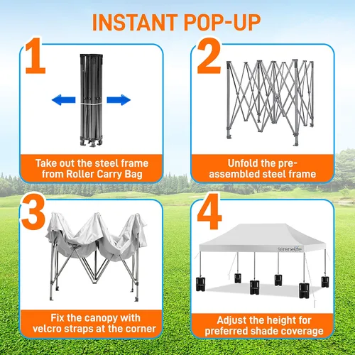 Miniatura 2 de SereneLife - Tienda de campaña desplegable de 10 x 20 pulgadas, toldo plegable, con parte superior de tienda impermeable, bolsa de transporte Blanco