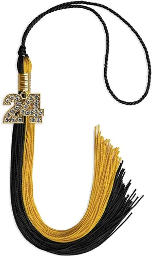 Miniatura 26 de Endea Graduation Borla de doble color con dije dorado (negro/oro brillante, 2022)