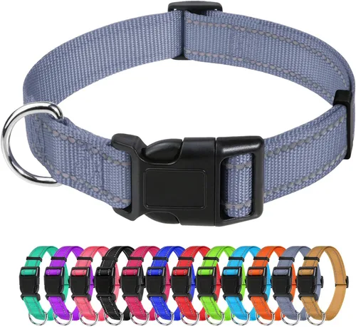 Miniatura 33 de TagME Collares de nailon reflectantes para perros, collar ajustable clásico para mascotas con hebilla de liberación rápida para perros pequeños