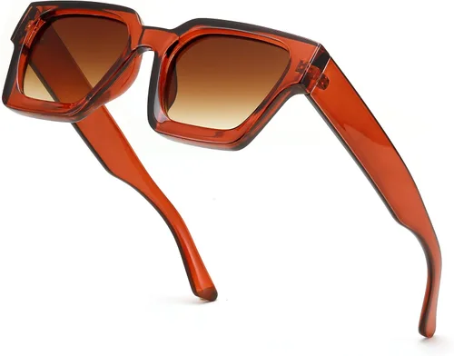 Miniatura 127 de FEISEDY Gafas de sol cuadradas retro de los años 90 para mujeres y hombres, gafas de sol rectangulares gruesas de moda con protección UV400 B2385