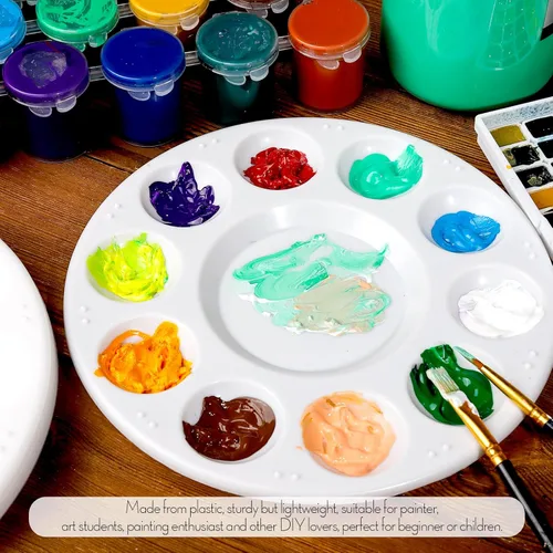 Miniatura 4 de FANDAMEI Paletas de Bandeja de Pintura Redondas Blancas, Bandeja de Paleta de Pintura, Paleta de Bandeja de Pintura de Plástico, Paletas de Pintura