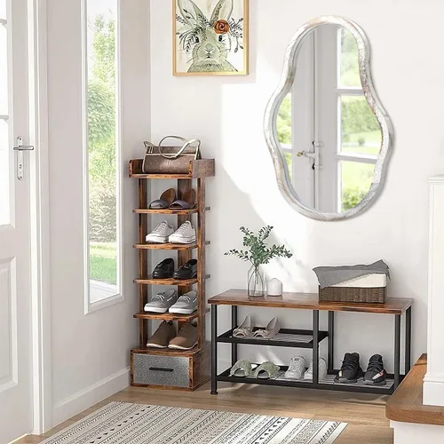 Miniatura 3 de Espejo asimétrico para pared, con marco de madera de nube irregular, moderno, único, decorativo, artístico, para dormitorio, sala de estar, baño