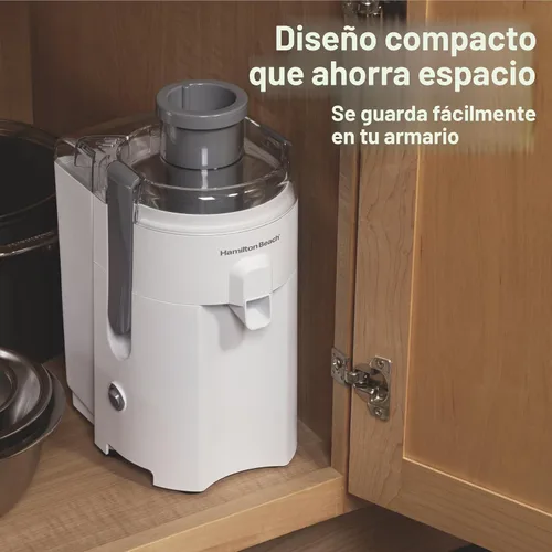 Miniatura 3 de Hamilton Beach HealthSmart Máquina Exprimidora, Extractor Centrífugo Compacto, Canal de Alimentación de 2.4" para Frutas y Verduras, Fácil de Blanco