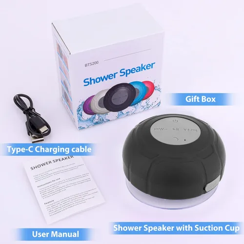 Miniatura 6 de Altavoz de ducha Bluetooth impermeable portátil inalámbrico resistente al agua altavoz ventosa, micrófono integrado regalos para niños altavoz