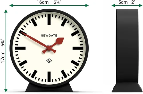 Miniatura 3 de NEWGATE® M Mantel Railway Desk Clock Moderno reloj de estación redonda Negro Estilo contemporáneo para escritorio, mesa, estante o mesita