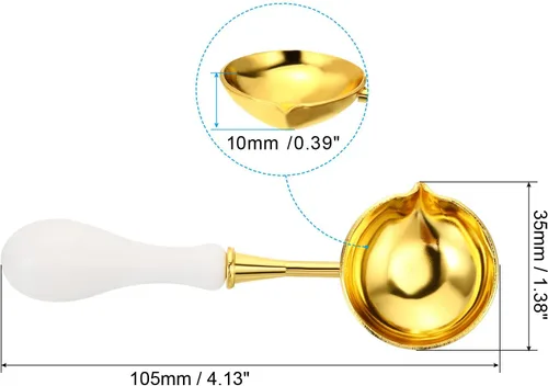 Miniatura 2 de PATIKIL Cuchara de sellado de cera de 4 pulgadas, cuchara de fusión de sellado de cera de latón, mango de madera vintage para sello de cera, sobre