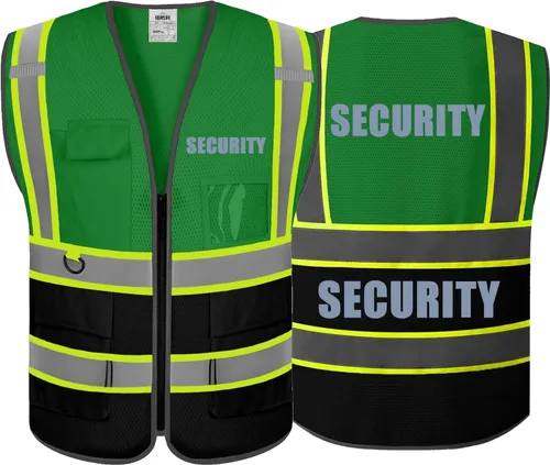 Miniatura 25 de BeautyWill Chalecos de seguridad de alta visibilidad clase 2 con certificación ANSI Chaleco de trabajo de seguridad con cremallera frontal