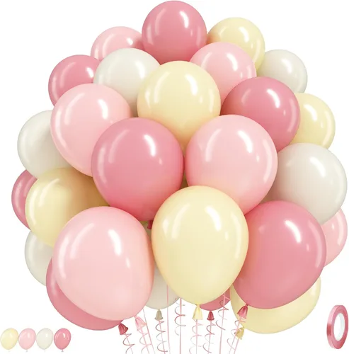 Miniatura 33 de Globos de látex blanco dorado rosa claro, 35 piezas