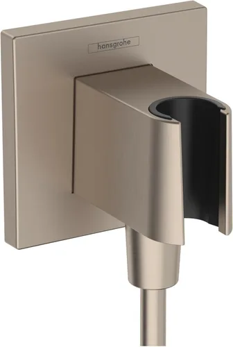 Miniatura 3 de hansgrohe 26889341 - Toma de pared de ducha de mano con conexión de rosca de 1/2 pulgada en cromo negro cepillado, 26889341