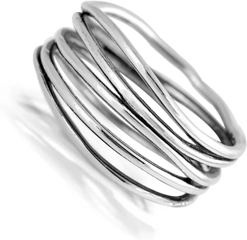 Miniatura 2 de Anillo de boda de plata de ley 925, estilo de varios anillos apilados, tallas 4 13