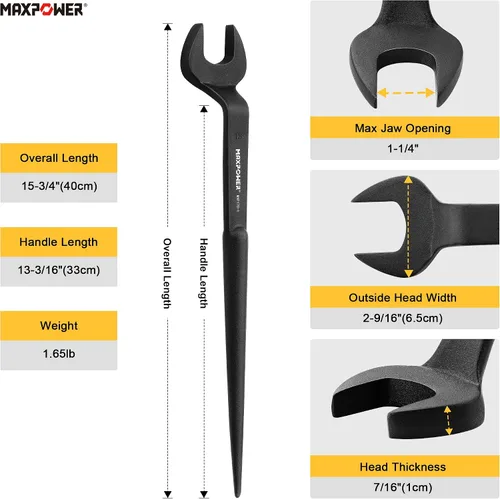 Miniatura 2 de MAXPOWER Llave Spud, apertura nominal de 1-1/4 pulgadas