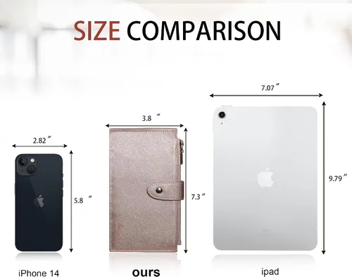 Miniatura 2 de Travelambo RFID Billetera de mujer con varios compartimientos para varias tarjetas con bolsillo con cierre, talla única