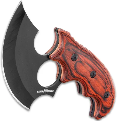 Miniatura 3 de Ridge Runner Mini cuchillo Ulu modificado con funda Cuchillo de caza y desollado de acero inoxidable de espiga completa de 6 1/2